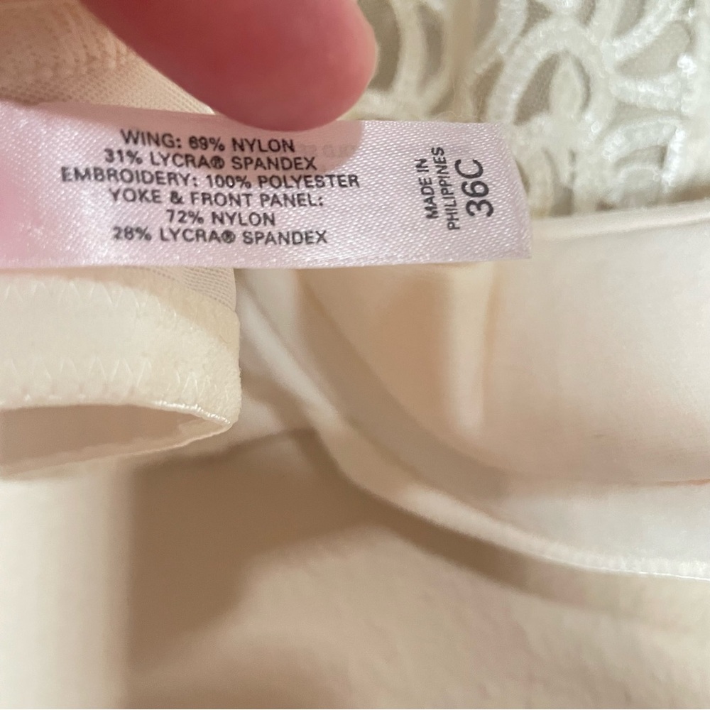 Vintage Victoria's Secret Beige Lace Embroidered Balconet Sling Bra‎ Sz 36C - Picture 6 of 8